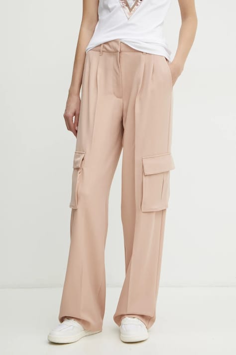 Guess spodnie MATEA damskie kolor różowy szerokie high waist W5RB41 WGX02