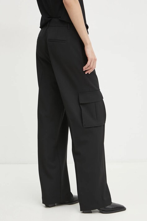 Guess pantaloni MATEA femei, culoarea negru, lat, high waist, W5RB41 WGX02