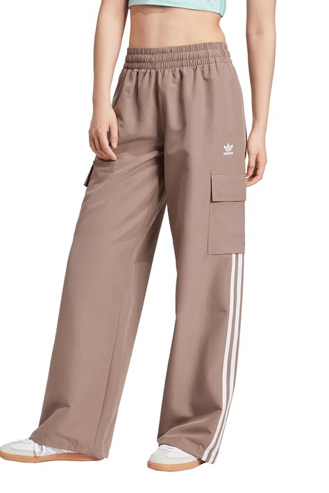 adidas Originals pantaloni Adicolor 3-Stripe Cargo Pants femei, culoarea bej, fason cargo, high waist, JC8138