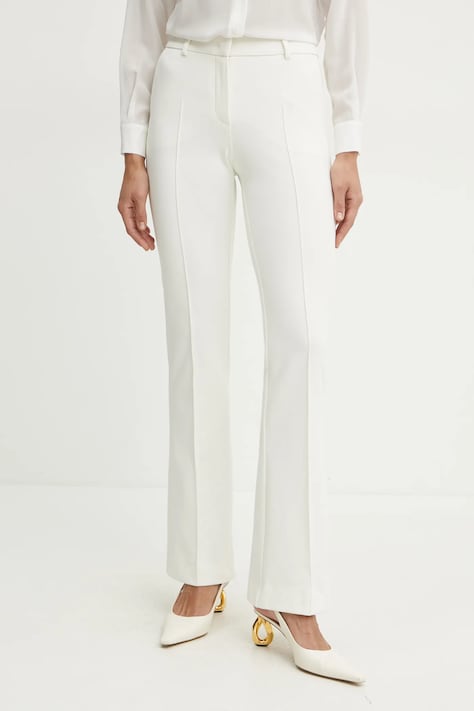 Luisa Spagnoli pantaloni femei, culoarea bej, evazati, medium waist, 541824