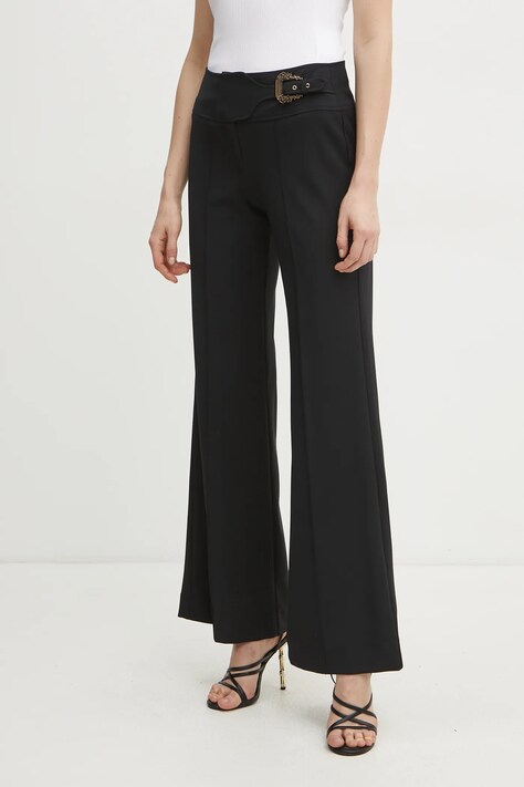 Kalhoty Versace Jeans Couture dámské, černá barva, jednoduché, high waist, 78HAA104 N0356