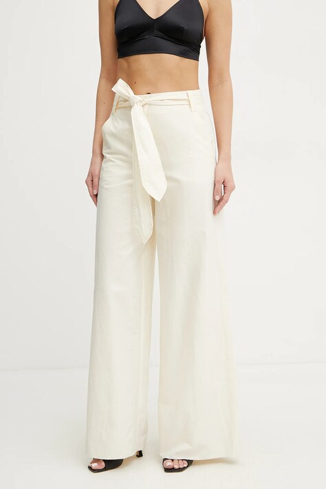 Marella pantaloni LUCA femei, culoarea bej, lat, high waist, 2513131032200