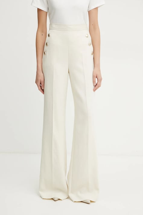 Hlače Marella MISSION za žene, boja: bež, široke, visoki struk, 2513131051200