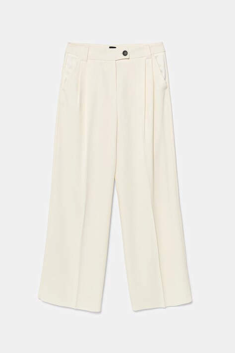 Kalhoty Marella OLINTO dámské, bílá barva, široké, high waist, 2513131053200