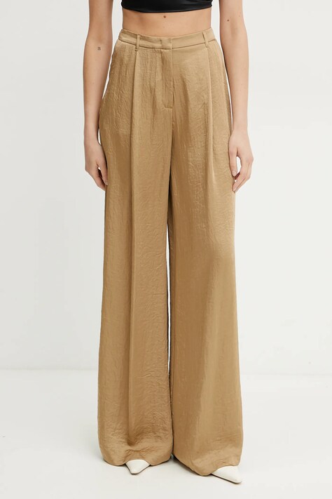 Kalhoty Marella SILICIO dámské, zelená barva, široké, high waist, 2513131125200