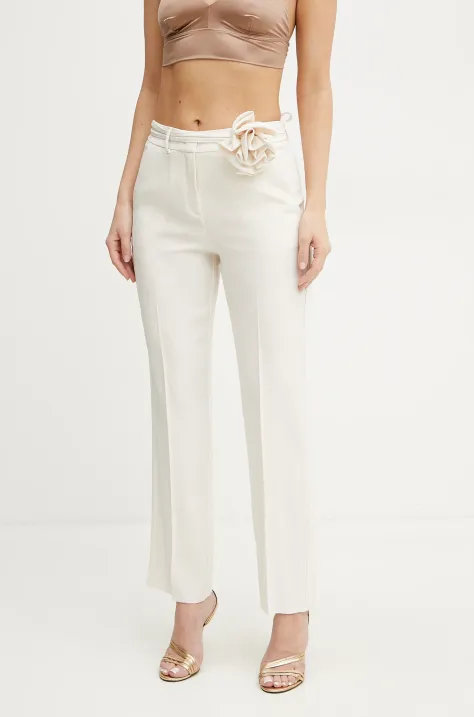 Marella spodnie LELLO damskie kolor beżowy proste high waist 2513131152200