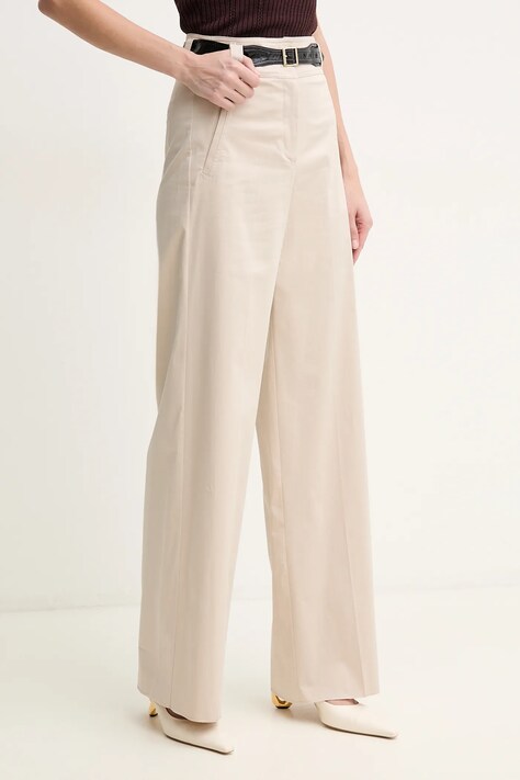 Marella pantaloni SORAIA femei, culoarea bej, lat, high waist, 2513131181200