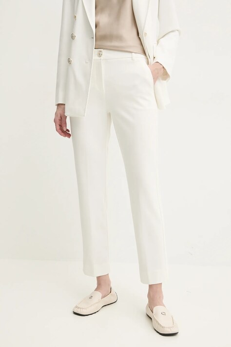 Kalhoty Marella DOTTO dámské, béžová barva, přiléhavé, high waist, 2513781014200