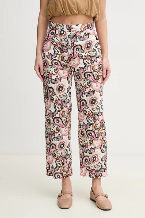 Kalhoty Marella Emme by Marella dámské, bílá barva, střih culottes, high waist, 2515131112200