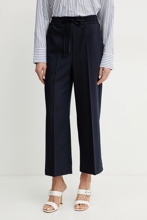 Marella pantaloni Emme by Marella femei, culoarea albastru marin, lat, high waist, 2515131131200