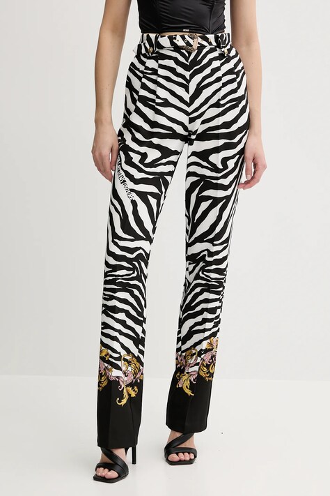Versace Jeans Couture spodnie damskie kolor czarny proste high waist 78HAA1P1 NS641