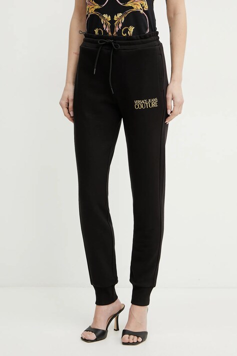 Бавовняні спортивні штани Versace Jeans Couture жіночі колір чорний однотонні 78HAAT06 CF01T