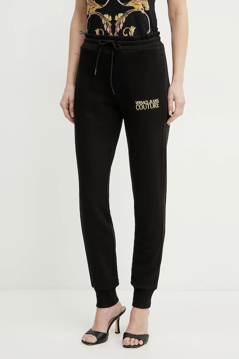 Versace Jeans Couture pantaloni della tuta di cotone donna colore nero 78HAAT06 CF01T