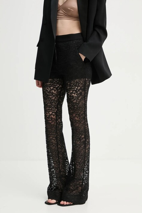 A.L.C. spodnie damskie kolor czarny dzwony high waist 2PANT01112