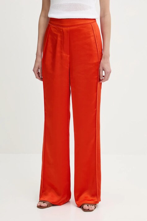 Kalhoty Sisley dámské, oranžová barva, široké, high waist, 4KANLF06M