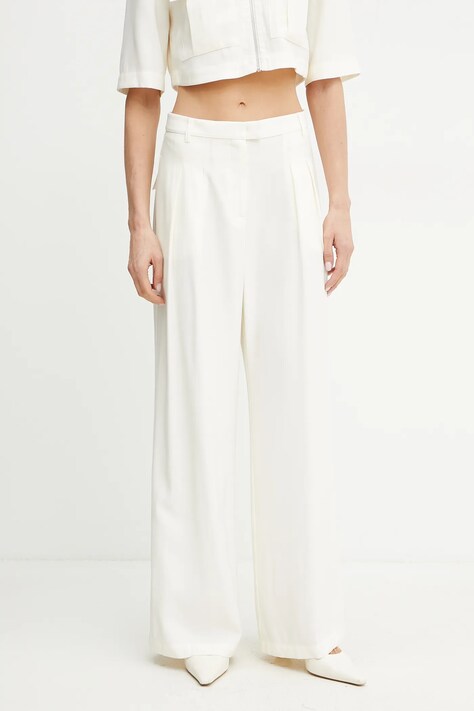 Patrizia Pepe pantaloni femei, culoarea bej, lat, high waist, 2P1670 A573