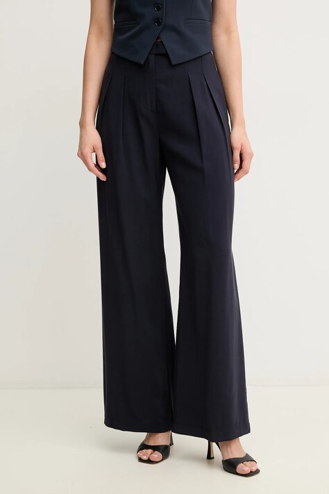 Patrizia Pepe pantaloni femei, culoarea bleumarin, lat, high waist, 2P1670 A573