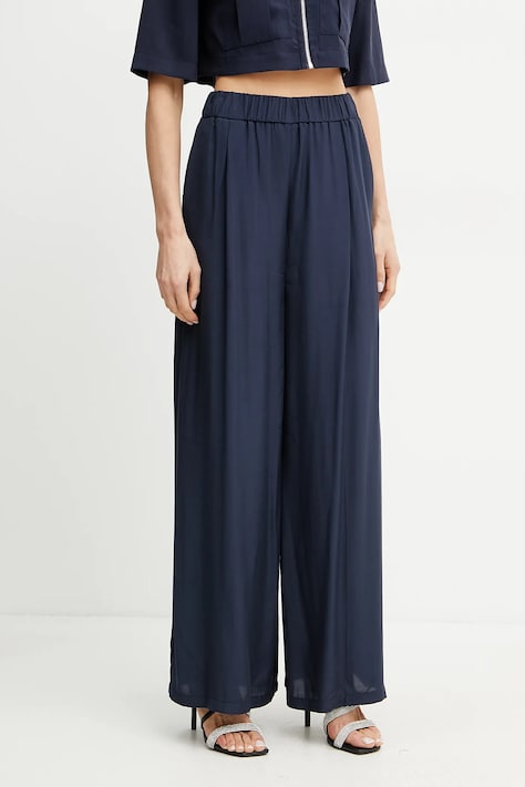 Kalhoty Patrizia Pepe dámské, tmavomodrá barva, široké, high waist, 2P1673 A057