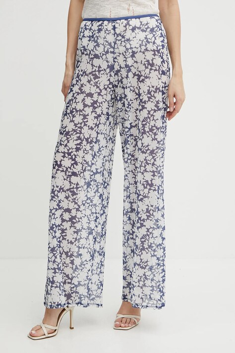 MICHAEL Michael Kors pantaloni culoarea bleumain, drept, high waist, MM55128