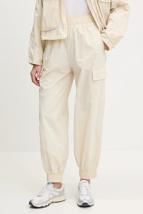 EA7 Emporio Armani pantaloni de trening culoarea bej, uni, AF12452.7W000157