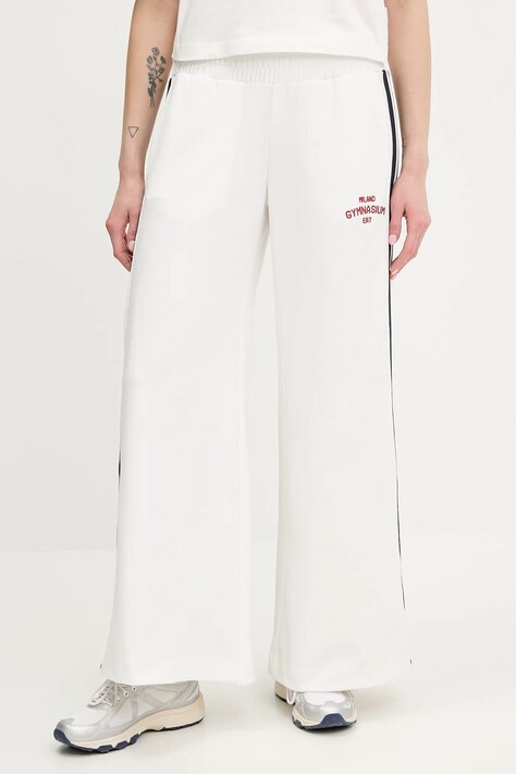 EA7 Emporio Armani pantaloni de trening culoarea alb, cu imprimeu, AF12114.7W000152