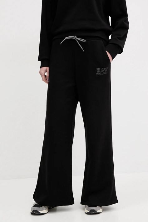 Tepláky EA7 Emporio Armani dámské, černá barva, s potiskem, AF12473.7W000106