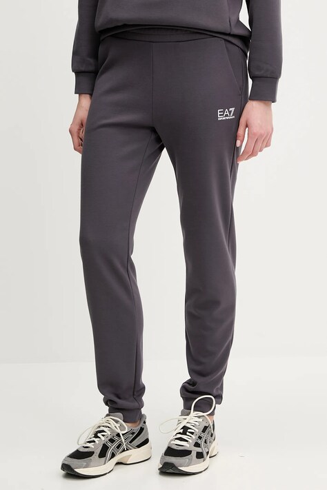 Tepláky EA7 Emporio Armani dámské, šedá barva, s potiskem, AF10443.7W000075