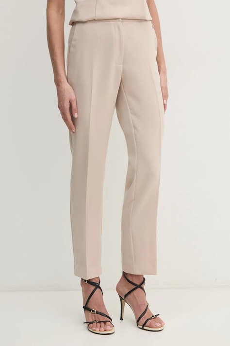 Marciano Guess pantaloni BECKY femei, culoarea bej, fason tigareta, high waist, 5RGB03 7115A