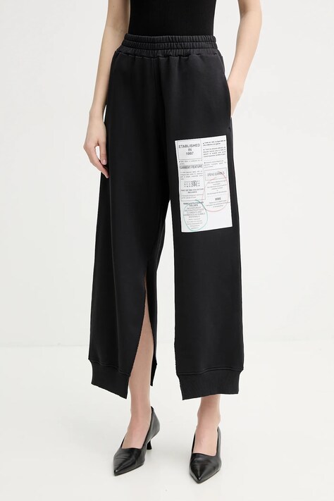 MM6 Maison Margiela pantaloni de trening din bumbac femei, culoarea negru, cu imprimeu, S52KA0527.M25012