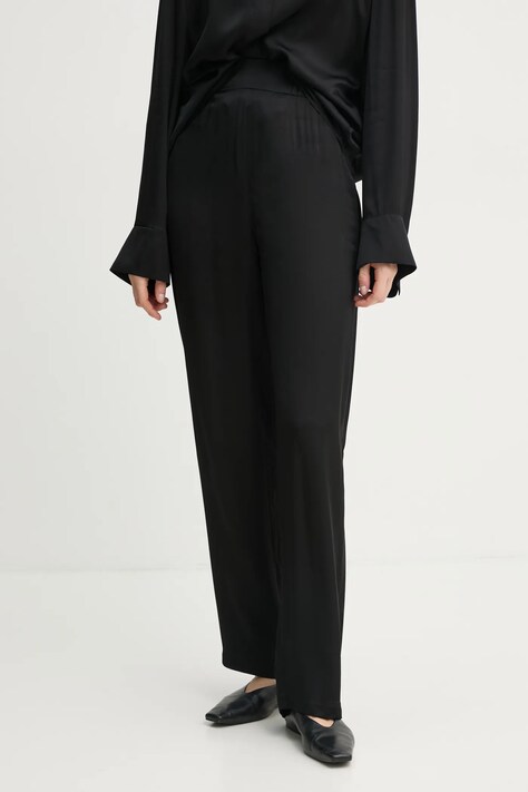Kalhoty AERON COUGAR dámské, černá barva, široké, high waist, PA310555