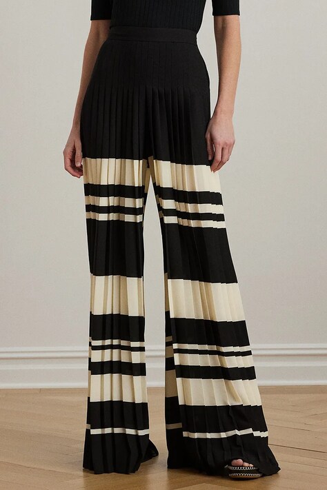 Nohavice Lauren Ralph Lauren čierna farba, široké, vysoký pás, 200970173