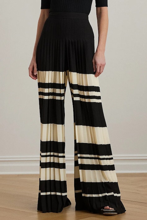 Nohavice Lauren Ralph Lauren čierna farba, široké, vysoký pás, 200970173