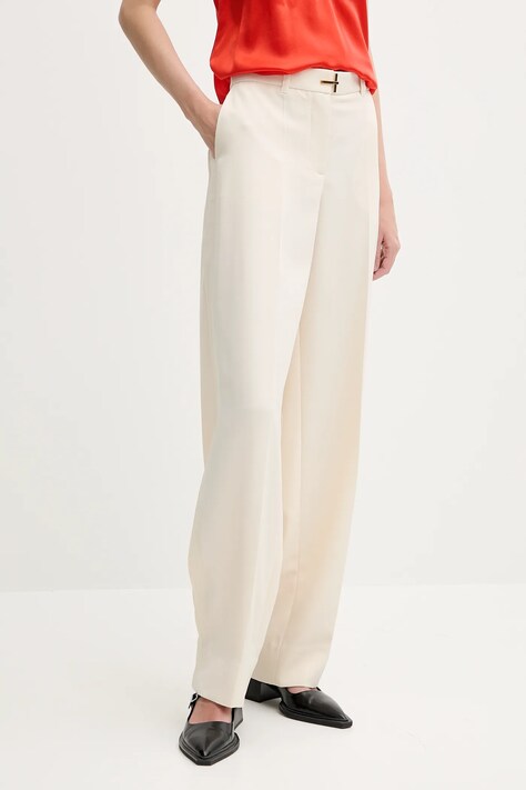 Stine Goya pantaloni culoarea bej, lat, high waist, SG-SS25-P082-2347