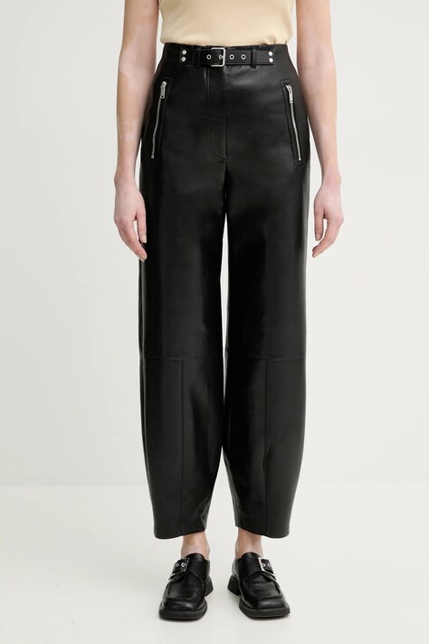 Nanushka pantaloni JOZEFA femei, culoarea negru, fason chinos, high waist, NW25RSPA13699