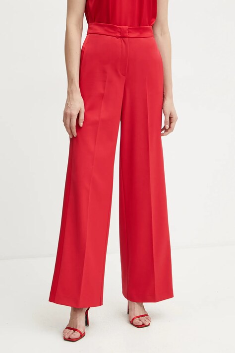 MAX&Co. spodnie damskie kolor czerwony szerokie high waist 2516131041200
