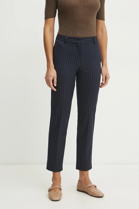 MAX&Co. spodnie damskie kolor granatowy fason cygaretki medium waist 2516131042200