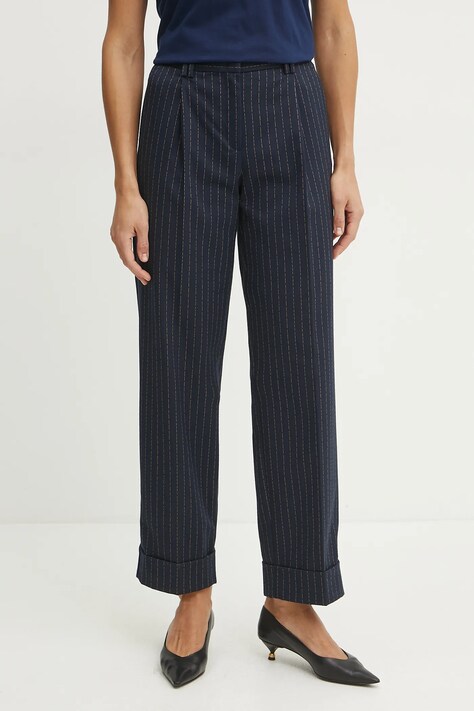 MAX&Co. pantaloni femei, culoarea albastru marin, drept, high waist, 2516131062200