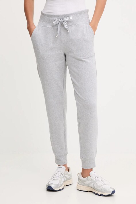 Dkny spodnie dresowe damskie kolor szary gładkie DP5P3496