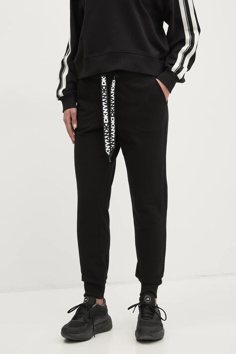 Dkny pantaloni de trening femei, culoarea negru, neted, DP5P3496