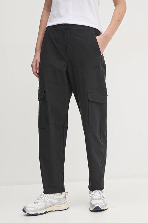 Kalhoty Dkny dámské, černá barva, kapsáče, high waist, DP5P3500