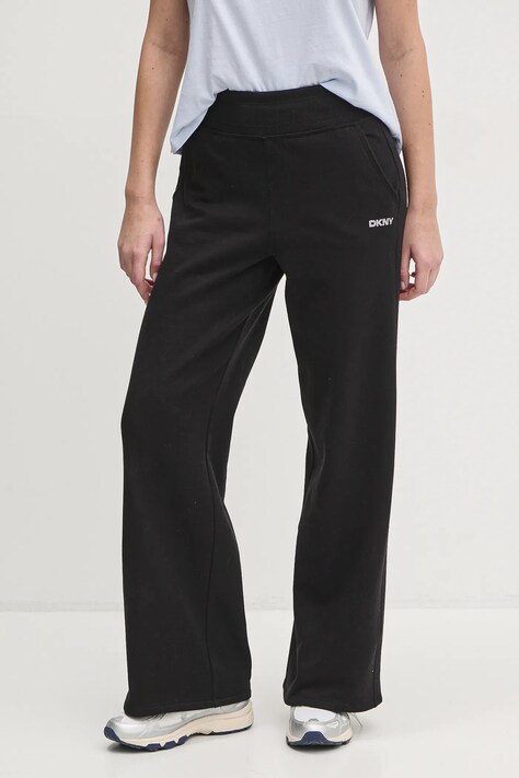 Dkny spodnie dresowe kolor czarny gładkie DP5P3546