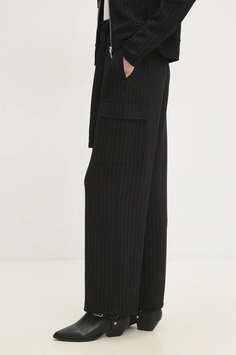 Kalhoty Dkny dámské, černá barva, široké, high waist, P4KF6ZNA