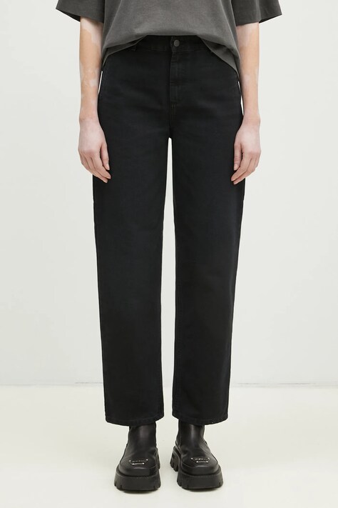 Бавовняні штани Carhartt WIP Pierce Pant Straight колір чорний фасон cargo висока посадка I034323.894O