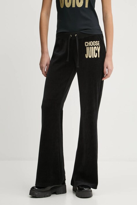 Juicy Couture pantaloni de trening culoarea negru, cu imprimeu, JCGBJ125002