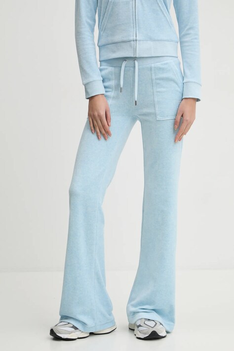 Juicy Couture spodnie dresowe kolor niebieski gładkie JCSEBJ001