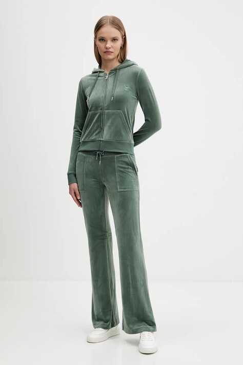 Juicy Couture spodnie dresowe kolor zielony gładkie JCSEBJ001