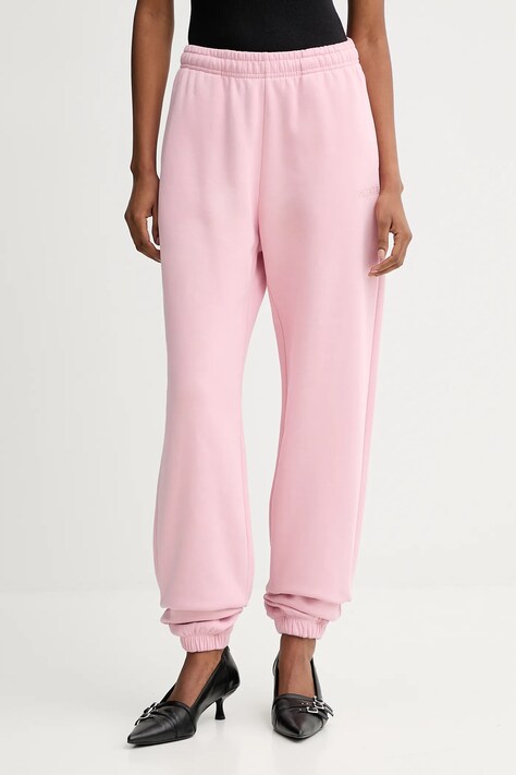 Rotate pantaloni de trening din bumbac culoarea roz, neted, 1134301986