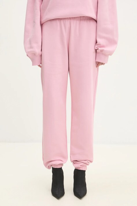 Rotate pantaloni de trening din bumbac culoarea roz, neted, 1134301986