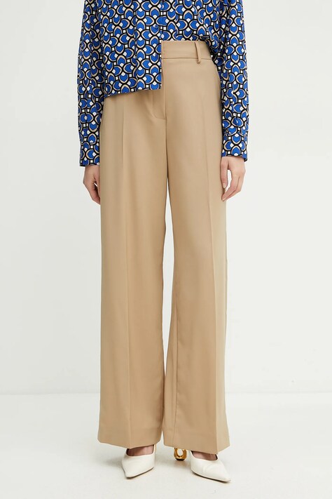 Шерстяные брюки Weekend Max Mara женские цвет зелёный широкие высокая посадка 2515131041600