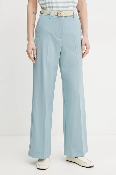 Шерстяные брюки Weekend Max Mara женские цвет бирюзовый широкие высокая посадка 2515131041600